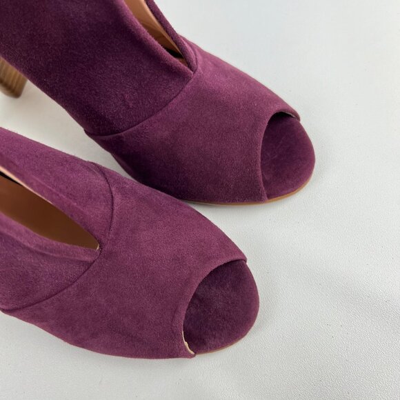 Brenda Zaro Womens Burgundy Suede Leather Peep Toe Block Heel Pumps size 10 10.5 - Picture 8 of 15